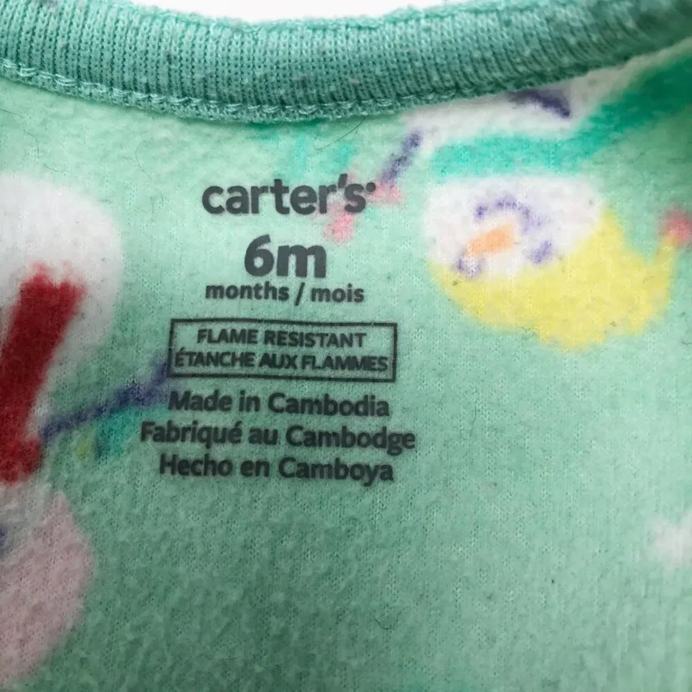 Carter's Baby Footie 6M Holiday Christmas Snowman Flame Resistant Fleece